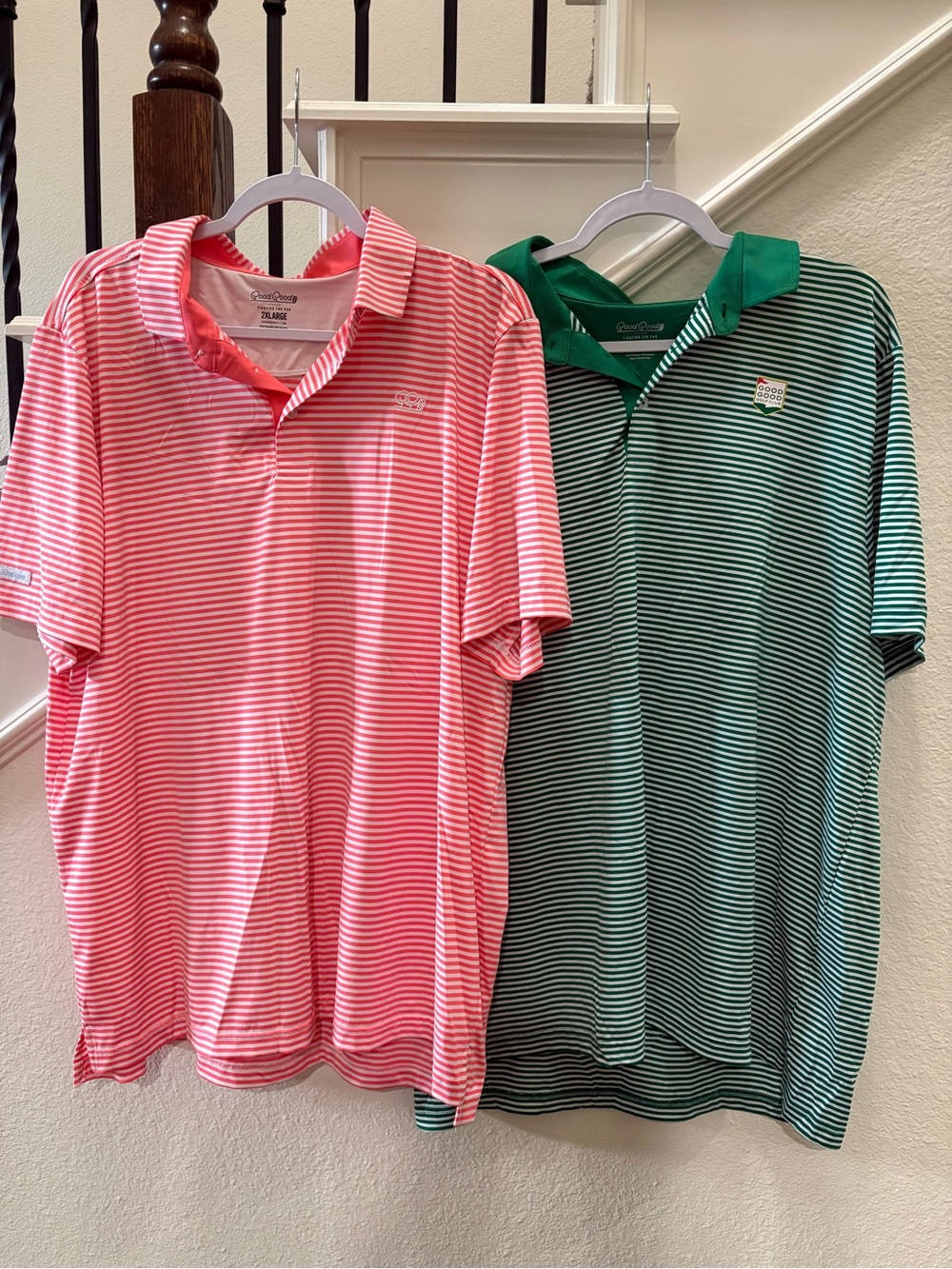 2 Good Good Golf Striped Polos